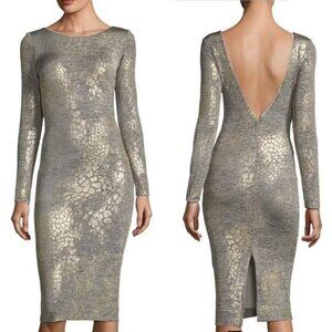 Dress The Population Emery Metallic Jersey Sheath Dress